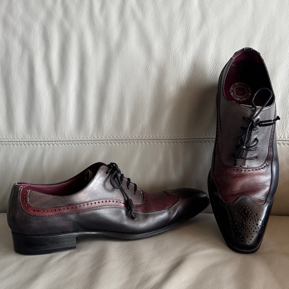 Mezlan Burgundy & Black Leather Dress Shoes Oxfords sz 10